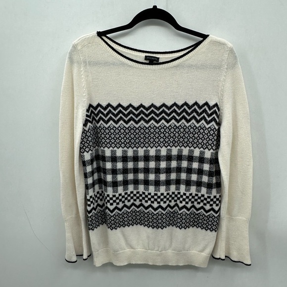 TALBOTS multi pattern womans cottagecore quiet luxury sophisticated sweater L - Picture 2 of 12